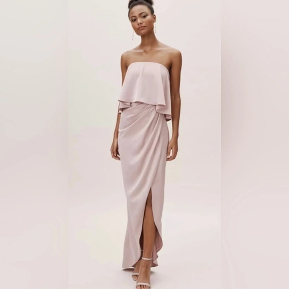 BHLDN sz 4 Layne dress mauve pink color strapless maxi wedding bridesmaid formal - Picture 1 of 7